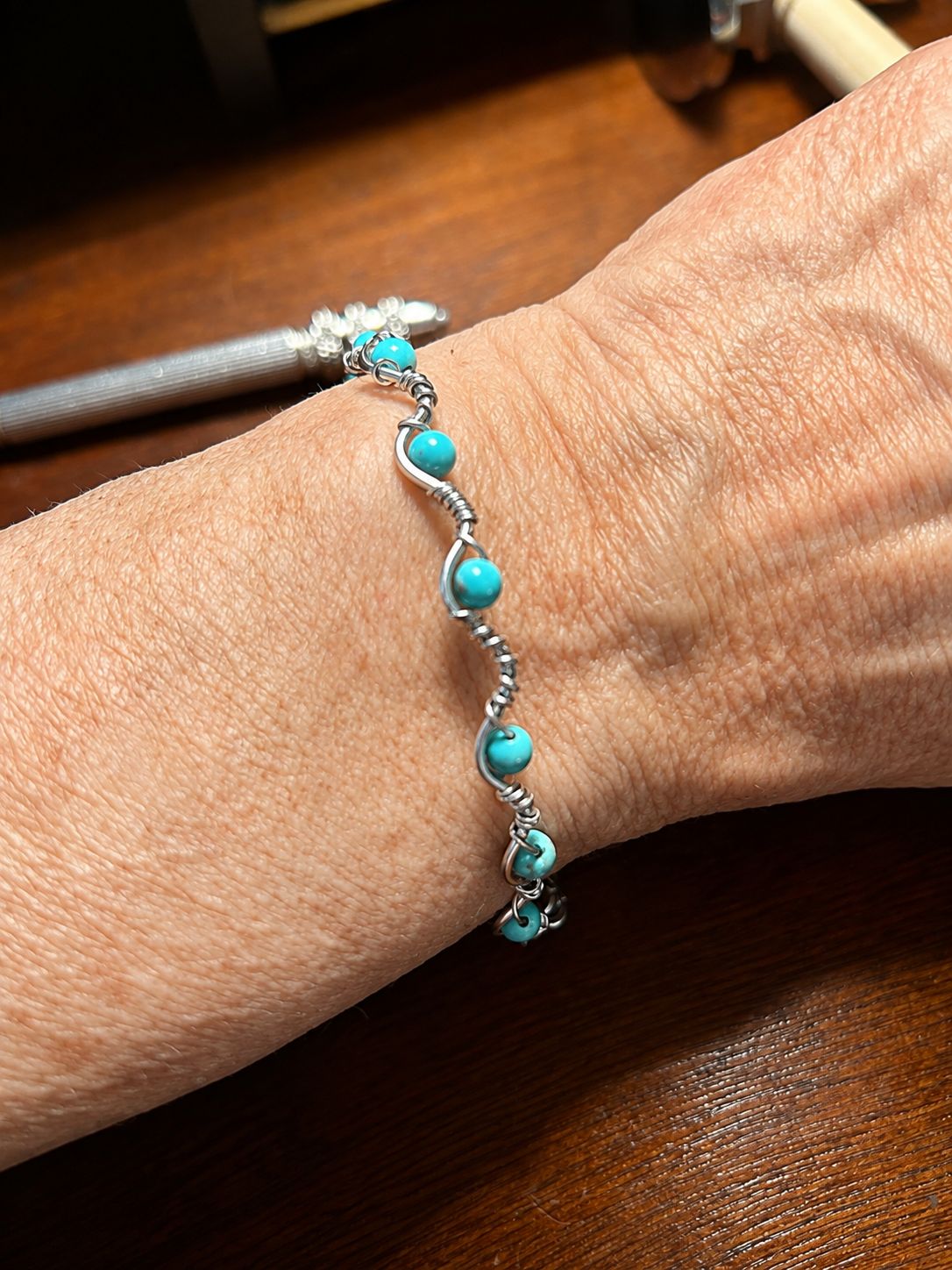 Sterling Silver &amp; Turquoise Stackable Bracelet