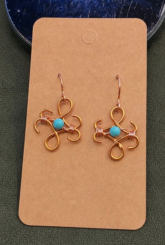 Handmade Copper &amp; Turquoise Bohemian Earrings