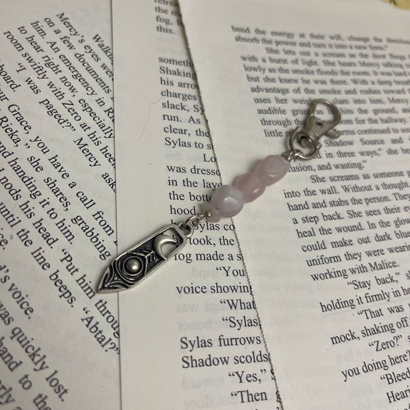 Moon Arrow with Rose Quartz Beads Charm