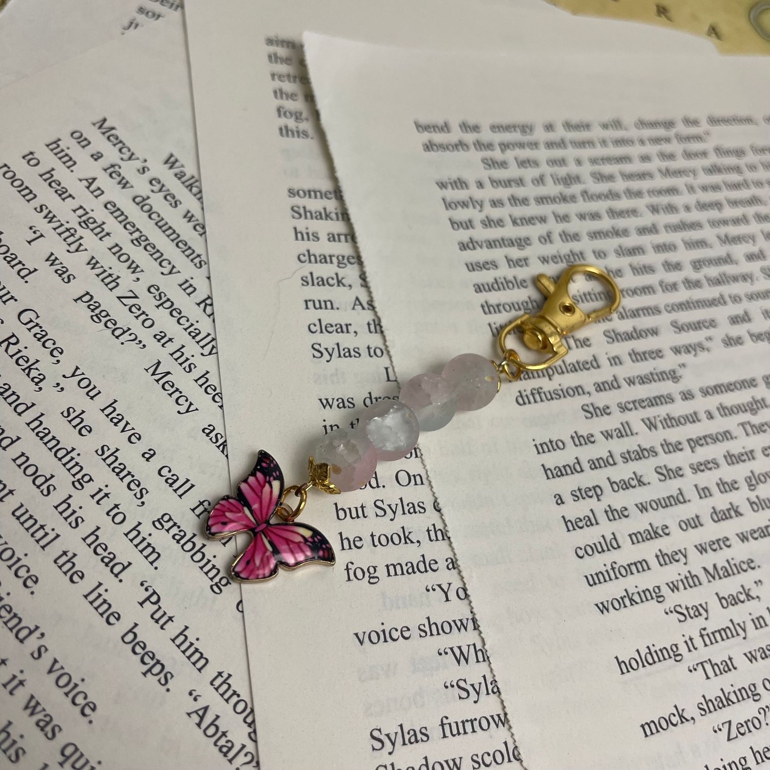 Pink Butterfly Gold Charm