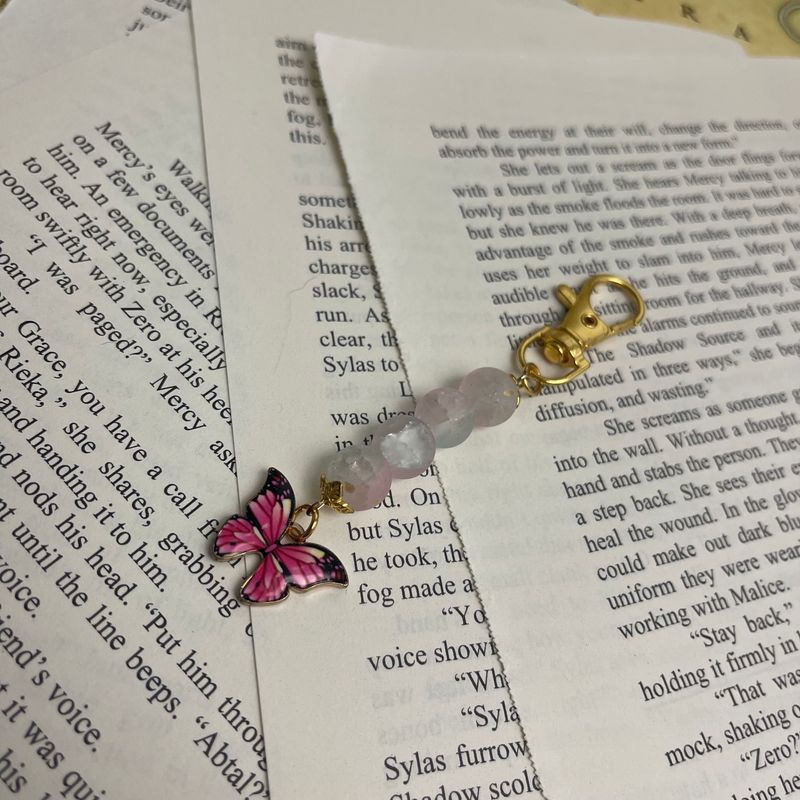 Pink Butterfly Gold Charm
