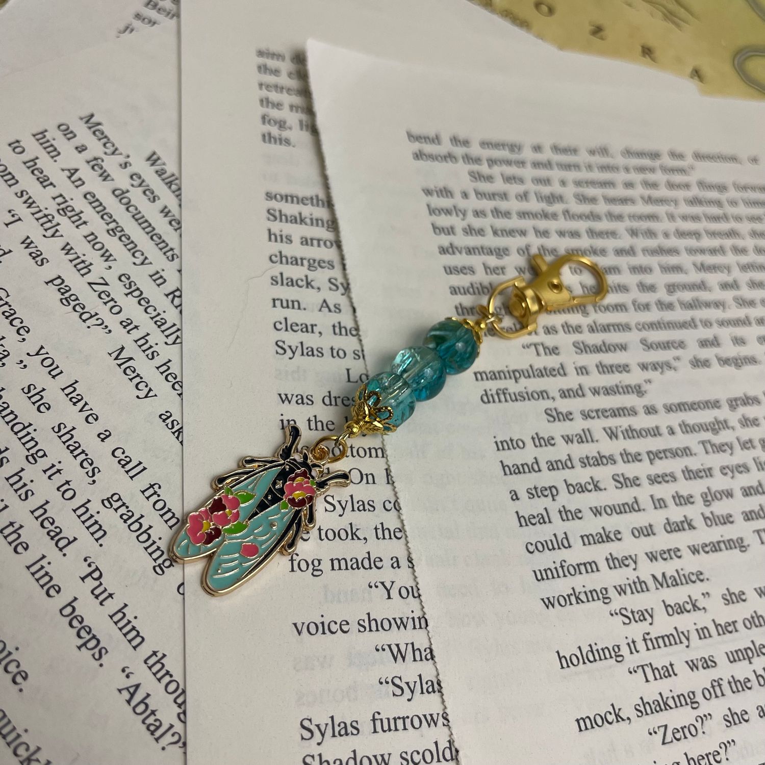 Floral Cicada Gold Charm