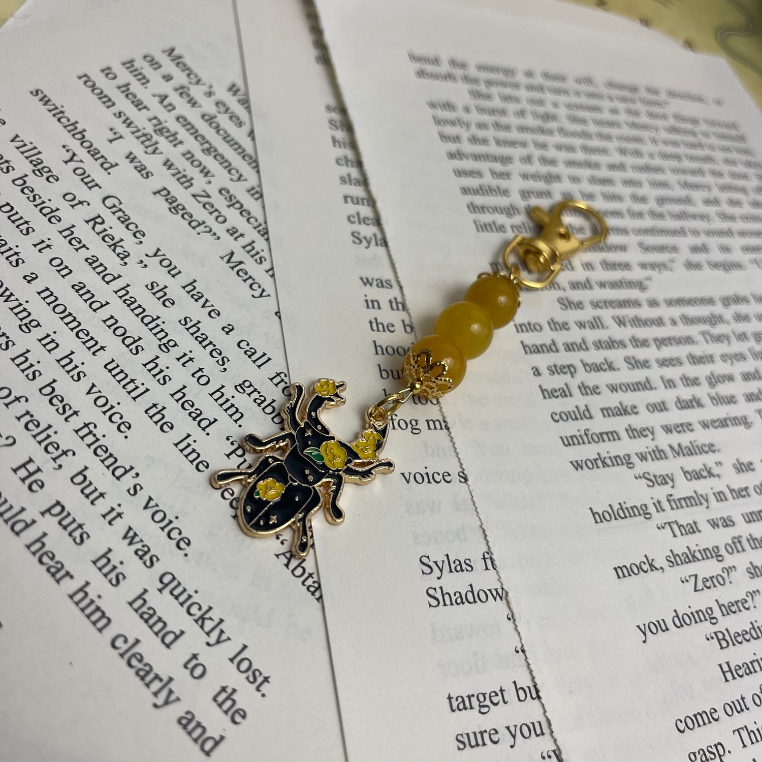 Floral Stag Beetle Gold Charm