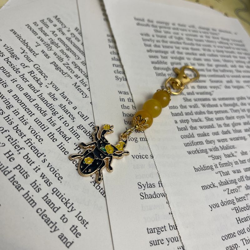 Floral Stag Beetle Gold Charm