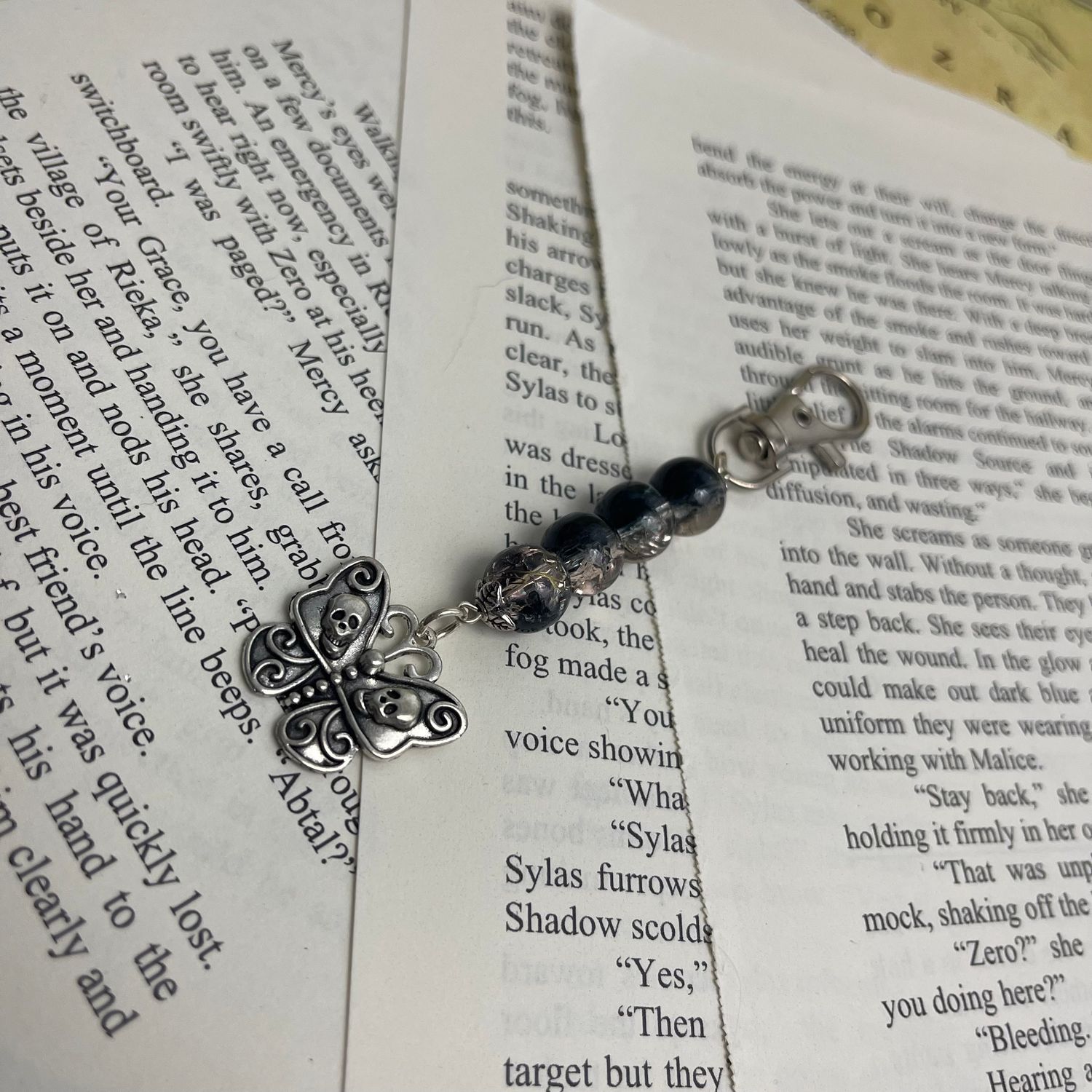Silver Skull Butterfly Charm