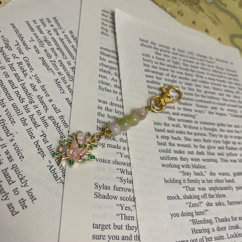 Pink &amp; Gold Floral Butterfly Charm