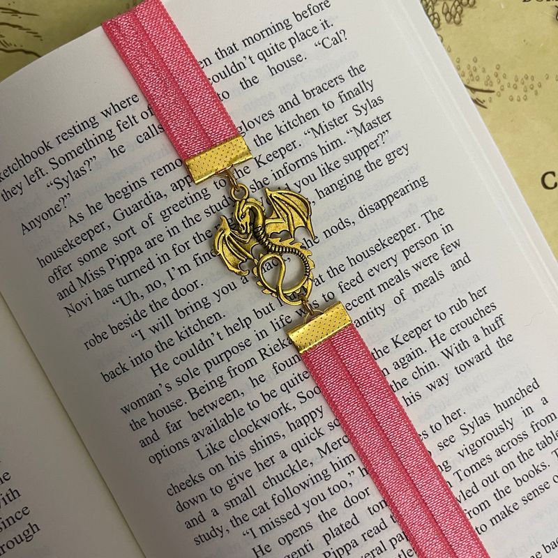 Rose &amp; Gold Dragon Elastic Bookmark