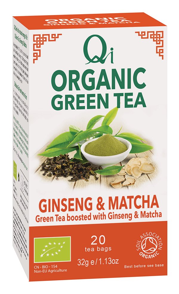 Qi Organic Green Tea, Ginseng & Matcha