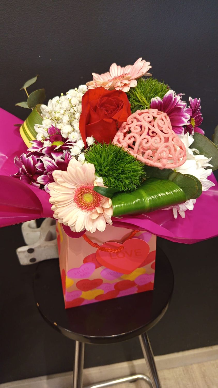 Bouquet en caja de carton