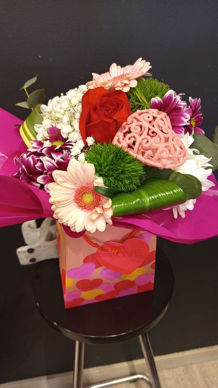 Bouquet en caja de carton