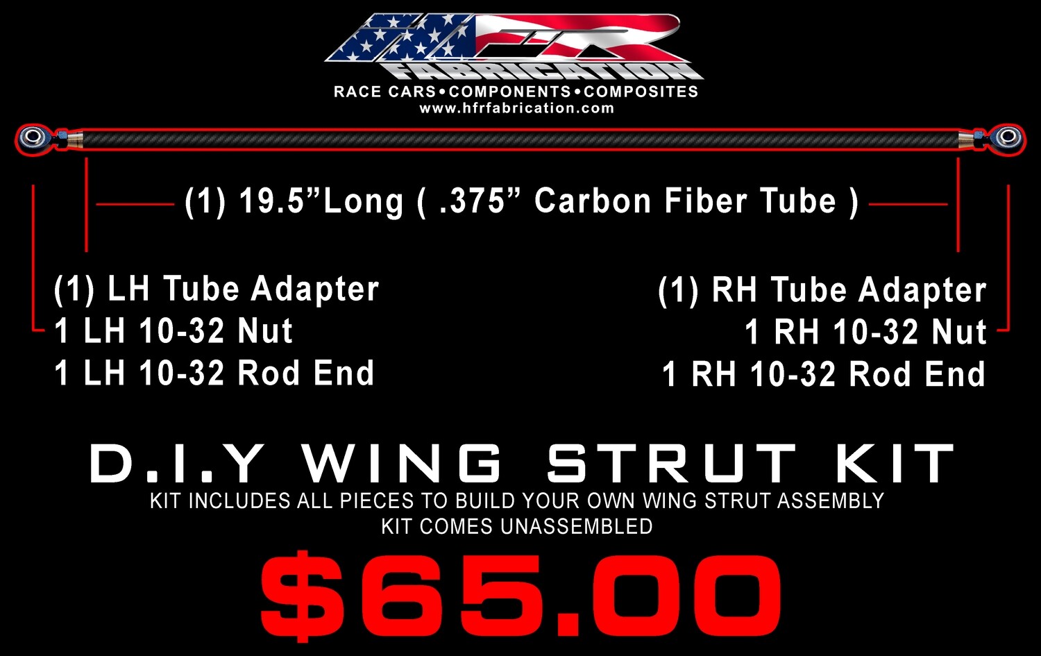 HFR D.I.Y. Carbon Fiber Wing Strut Kit - gloss