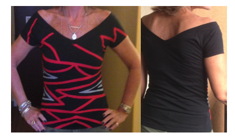 Zebra Black/Red/Grey V-Neck Top
