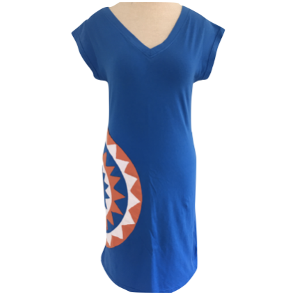 Kipas Royal Blue/Orange/White