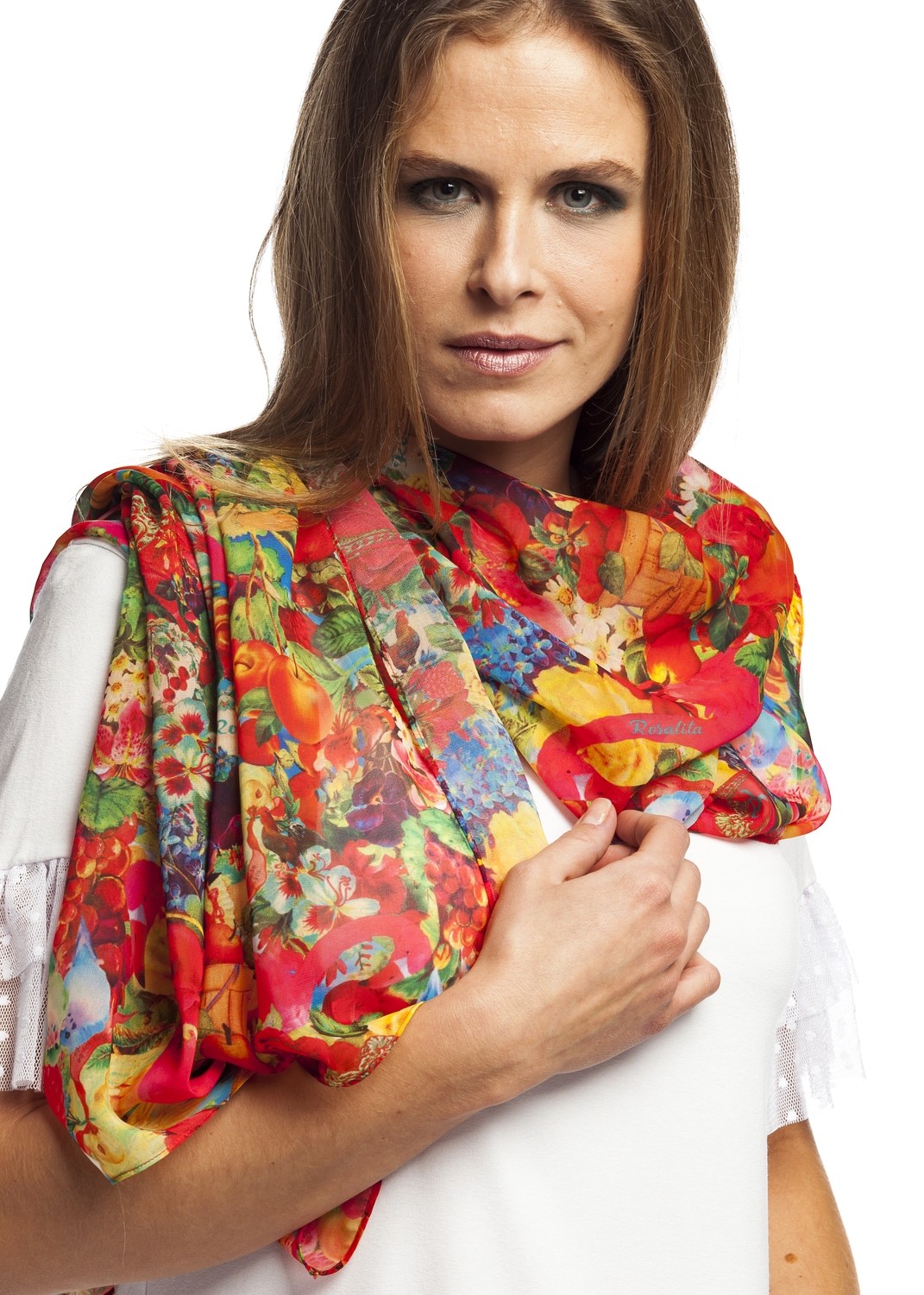 Rosalita McGee: Wild Strawberry Patch Spring Art Pashmina Scarf SOLD OUT