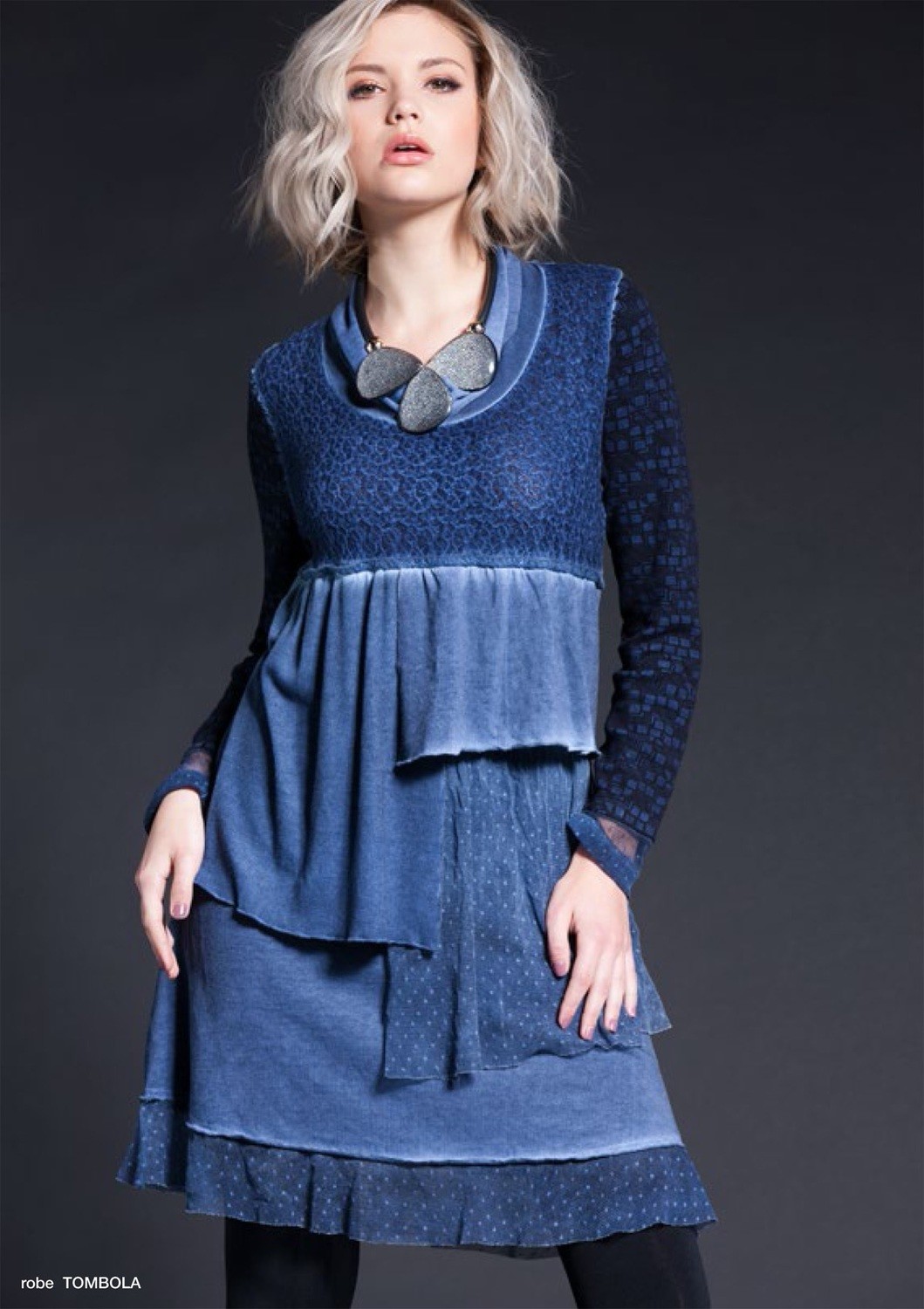 Maloka: Brushed Jacquard Pieced Dress (Only Platinum Left!)