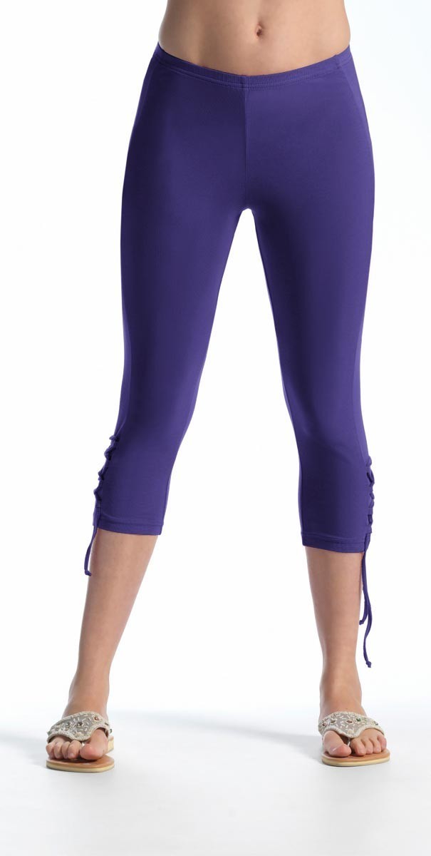 Coline: Cropped Criss Cross Tie Leggings (2 Colors: Pearly Purple &amp; Sugar White)