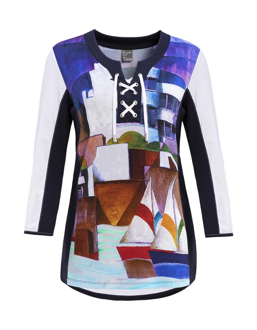 Simply Art Dolcezza: Sandycove Harbor Abstract Art Flared Tunic (2 Left!) DOLCEZZA_SIMPLY_ART19600
