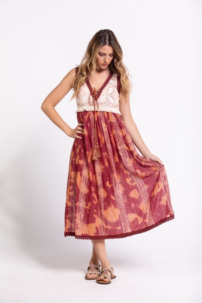 Savage Culture: Flower Knit Bodice Bohemian Midi Dress Bangka SOLD OUT