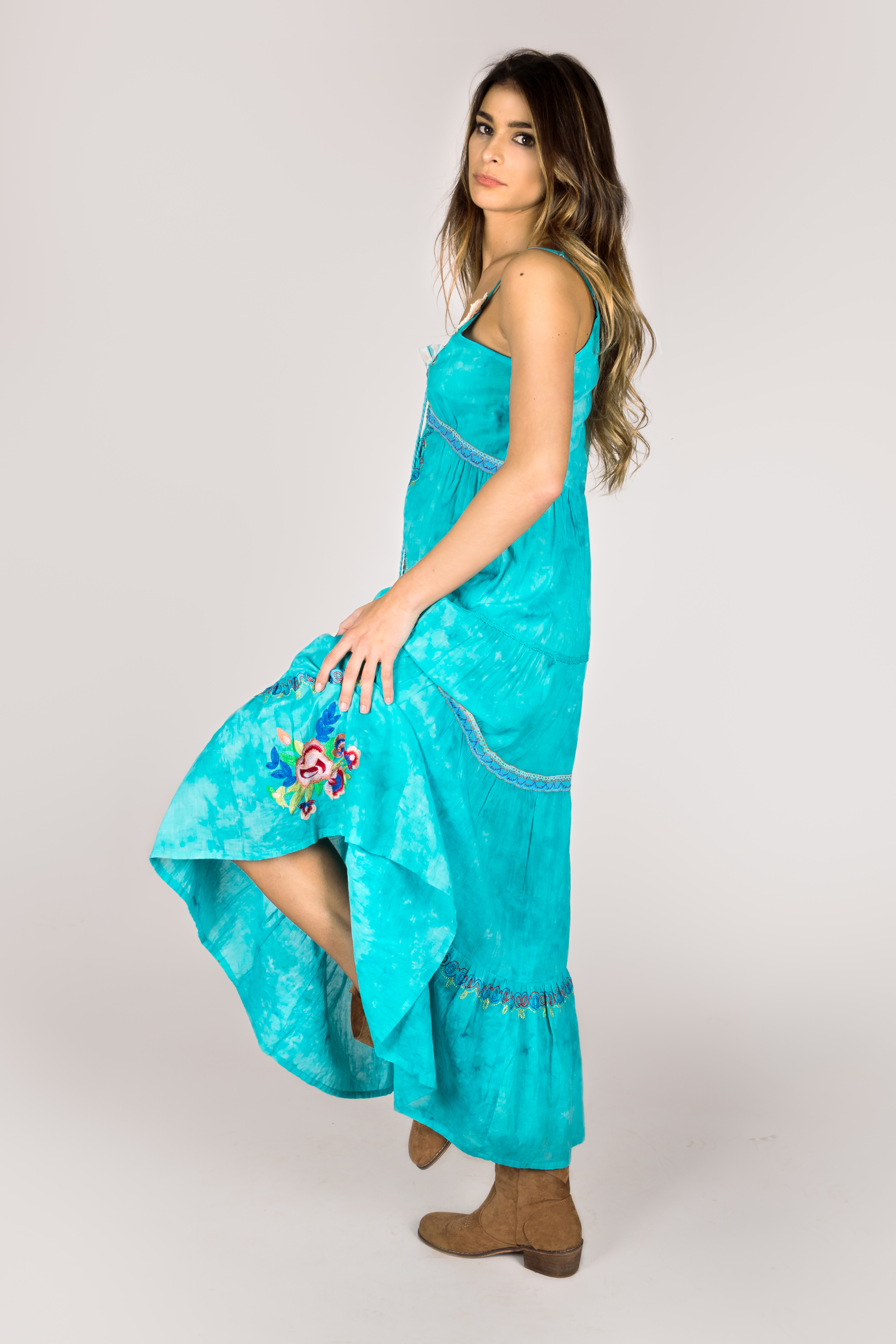 Shoklett: High Low Corset Tied Bodice Sea Flower Maxi Dress Sherlyn (Few Left!)