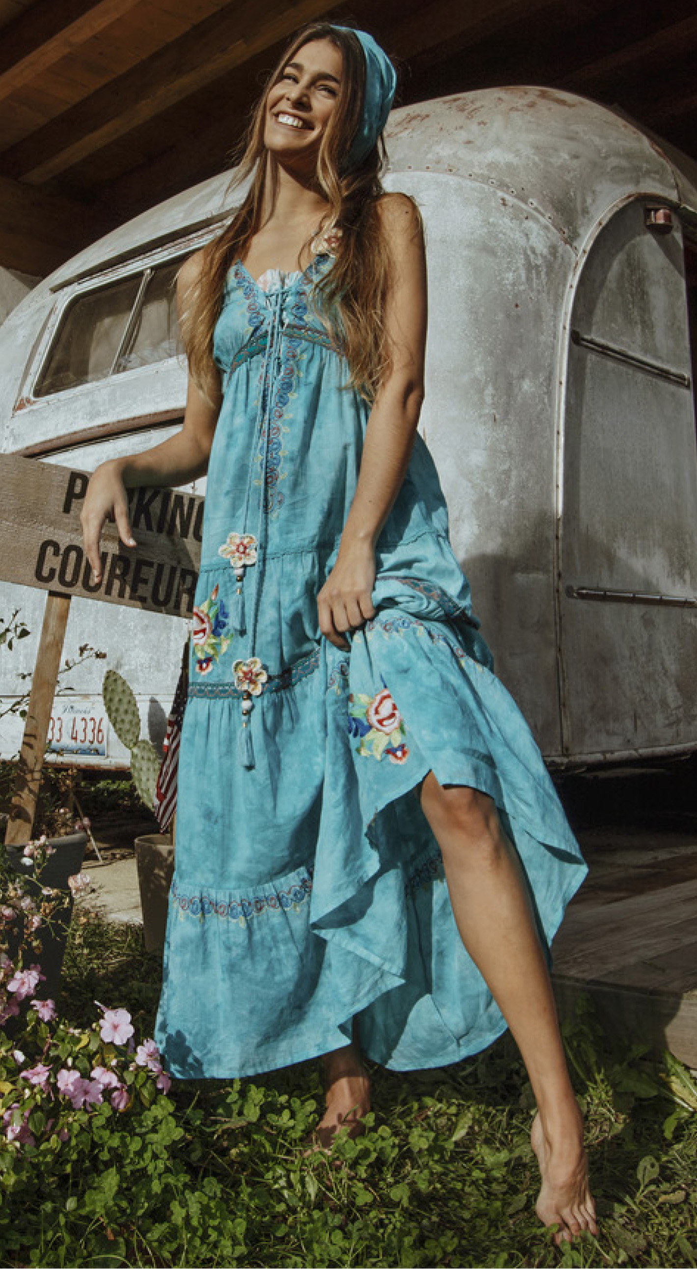 Shoklett: High Low Corset Tied Bodice Sea Flower Maxi Dress Sherlyn (Few Left!)