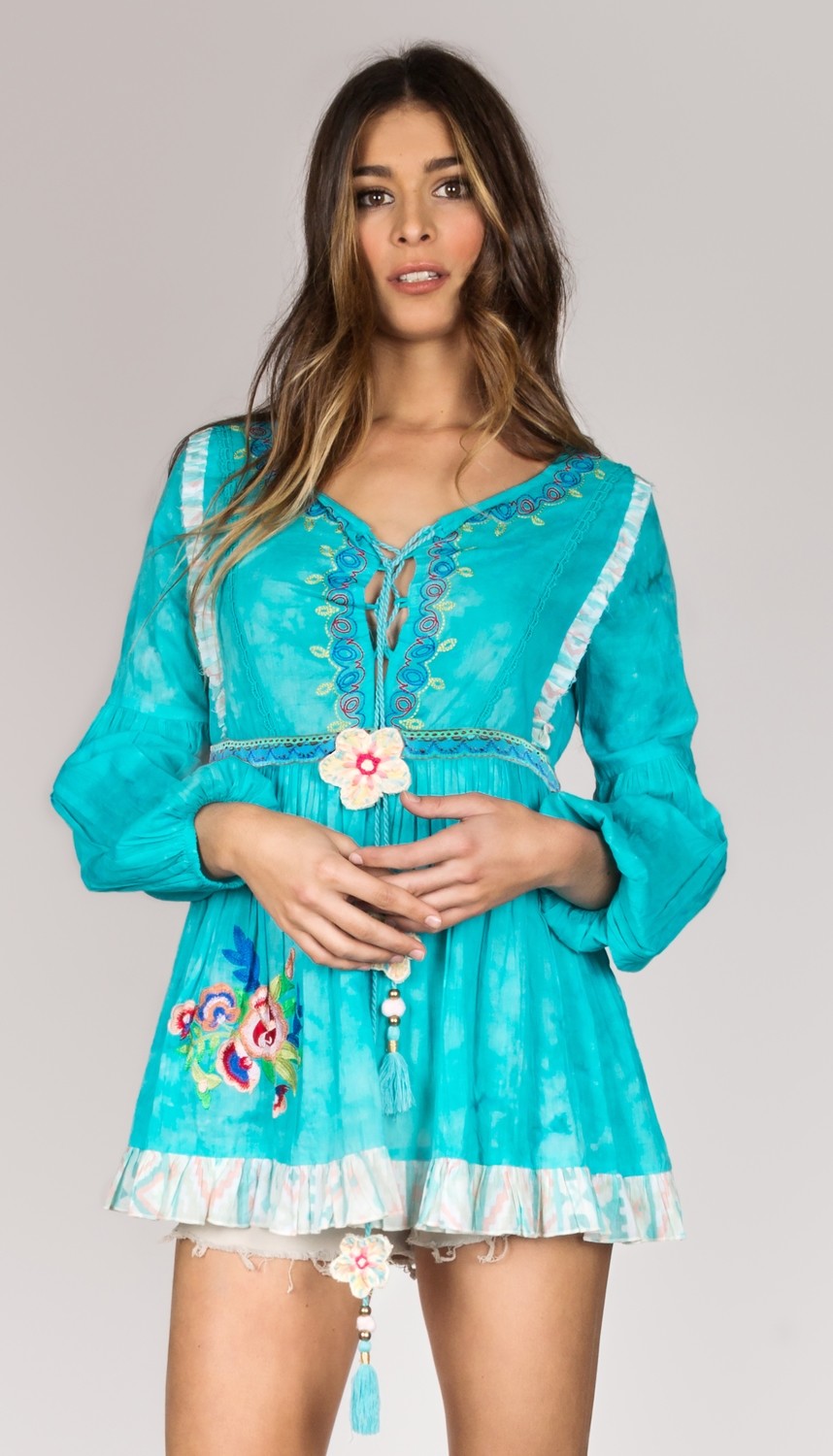 Shoklett: Tied Bodice Fit & Flare Sea Flower Tunic Sherlyn SOLD OUT