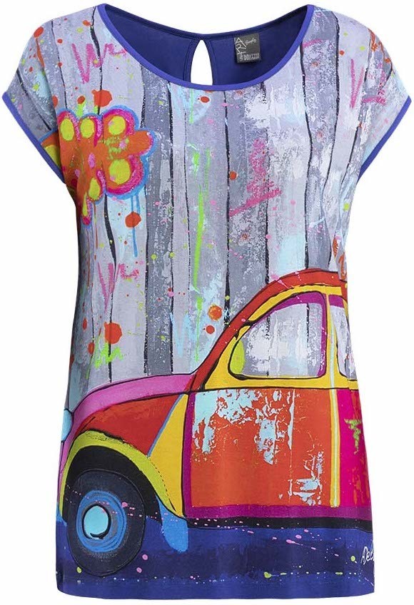 Dolcezza Simply Art: Pink Paint Spill Caddy Abstract Art Keyhole Tunic SOLD OUT