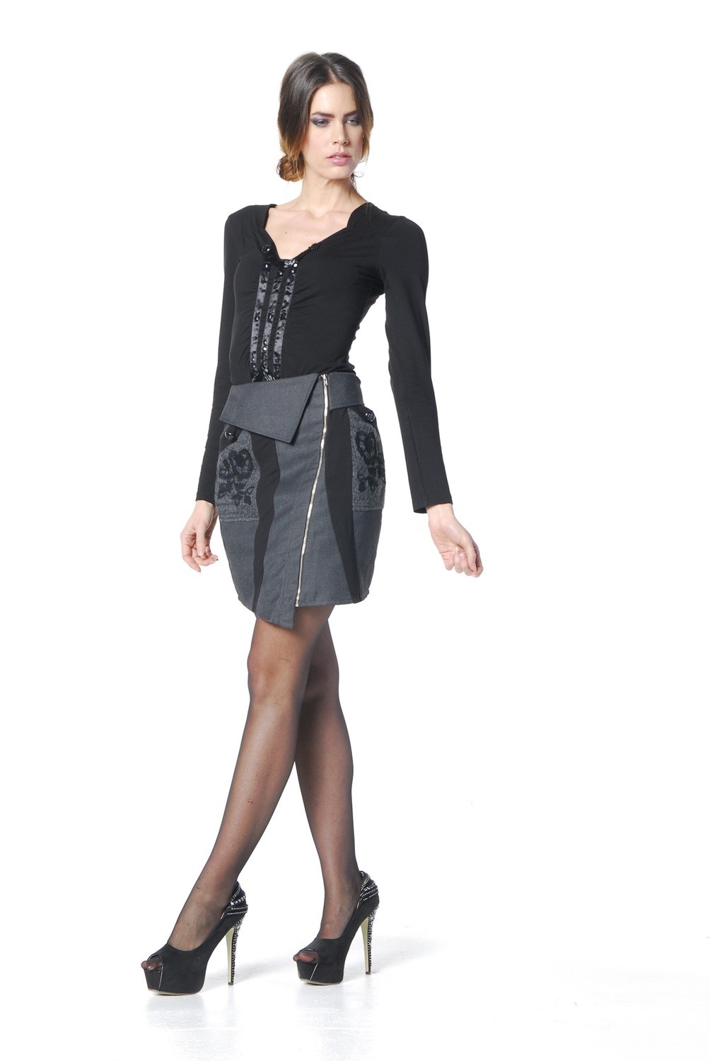 Les Fees Du Vent Couture: Asymmetrical Rosette Zipper Skirt