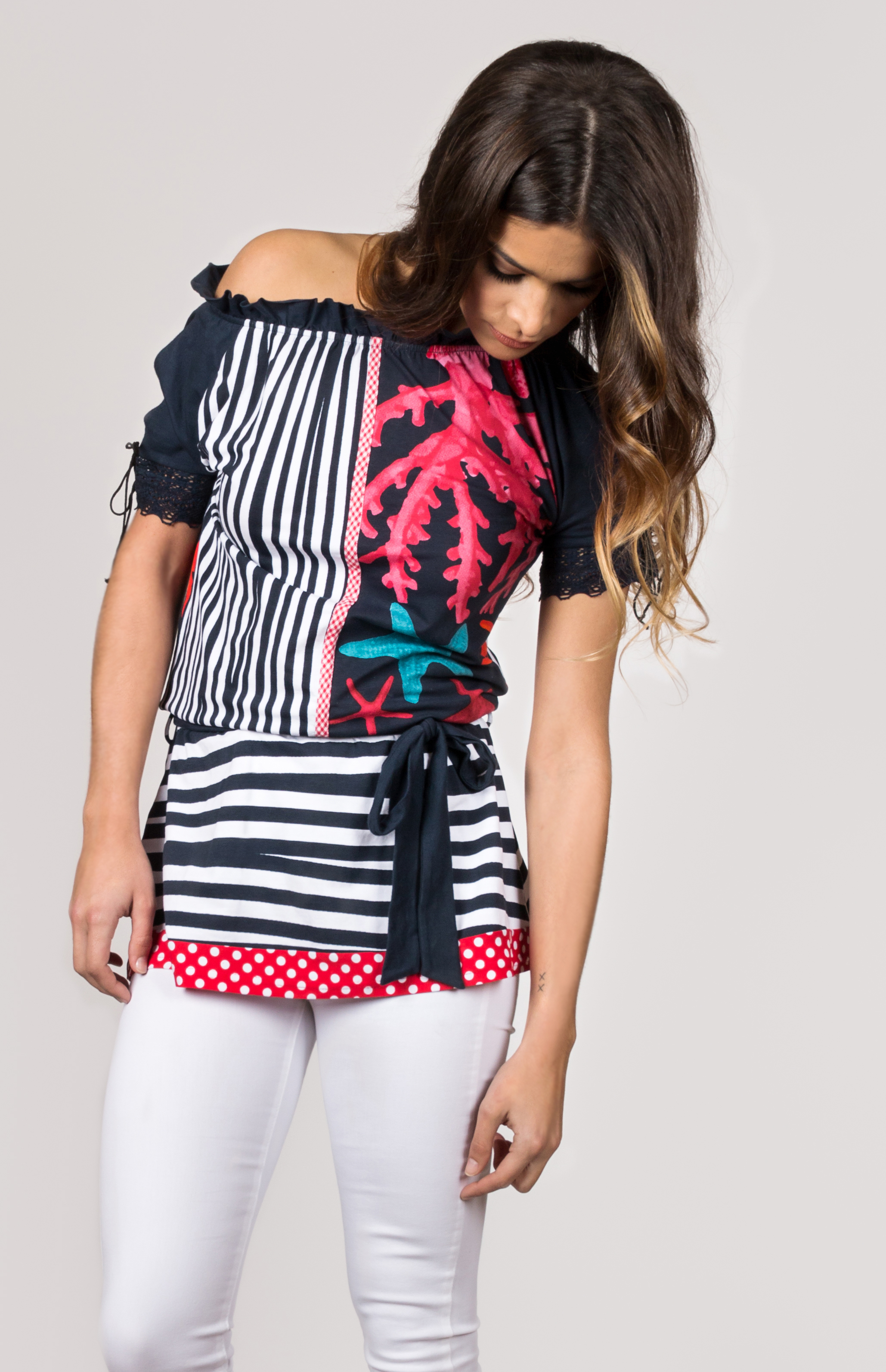 Shoklett Spain: Pink Coral Cotton Shoulder Cut Out Tied Tunic (1 Left!) SHOKLETT_10081S19TS