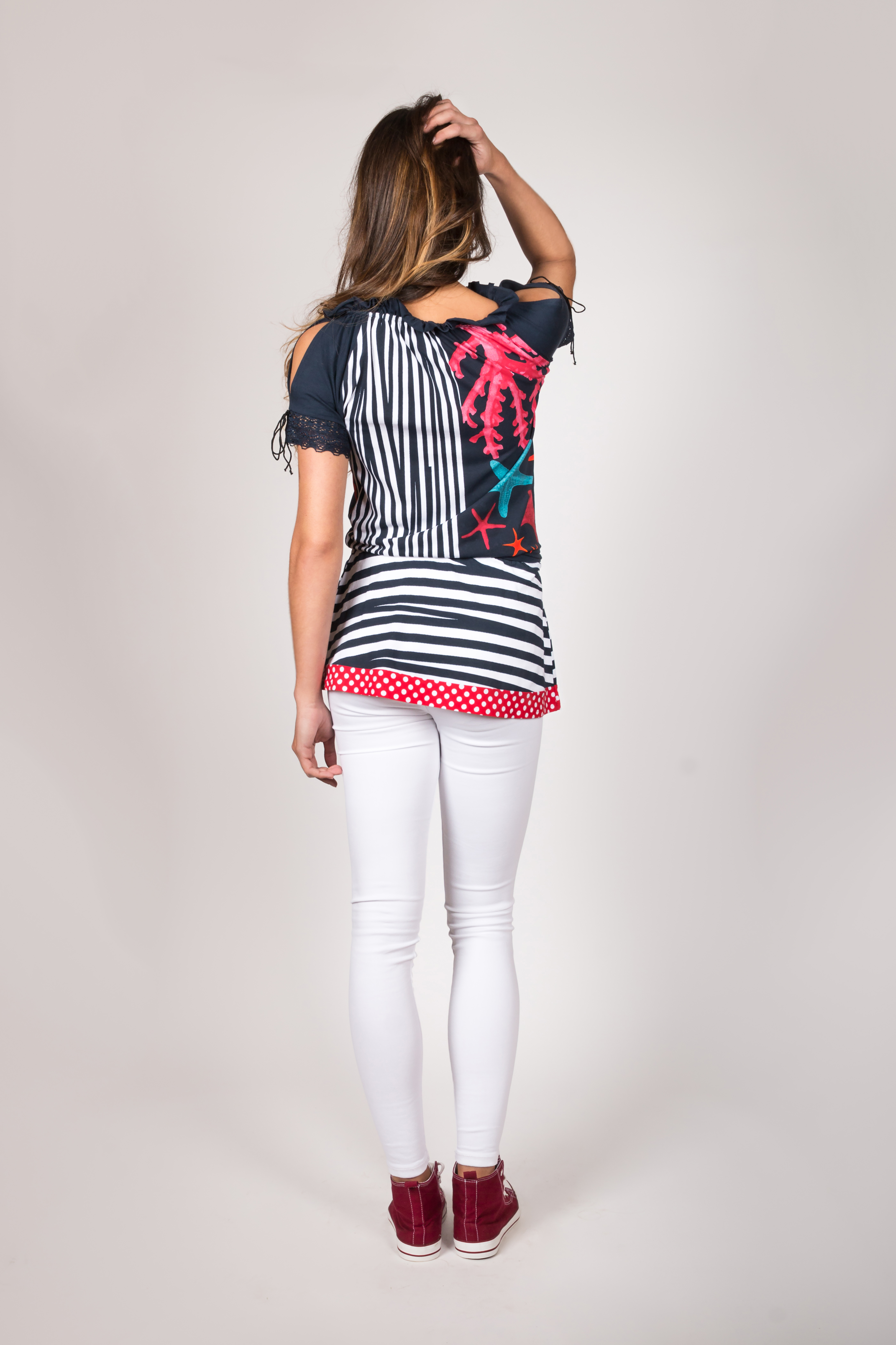 Shoklett Spain: Pink Coral Cotton Shoulder Cut Out Tied Tunic (1 Left!)
