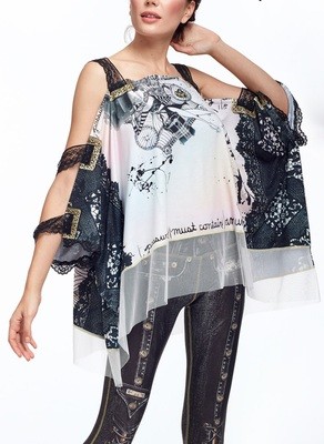 IPNG: Love Me Black BeJeweled Illusion Shawl Blouse Tunic