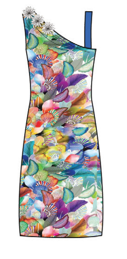 Paul Brial: Colors Of The Water Lily Asymmetrical Dress (1 Left!)