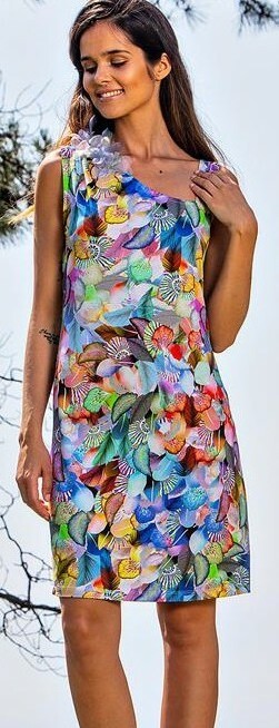 Paul Brial: Colors Of The Water Lily Asymmetrical Dress (1 Left!) PB_MAGIE_N1