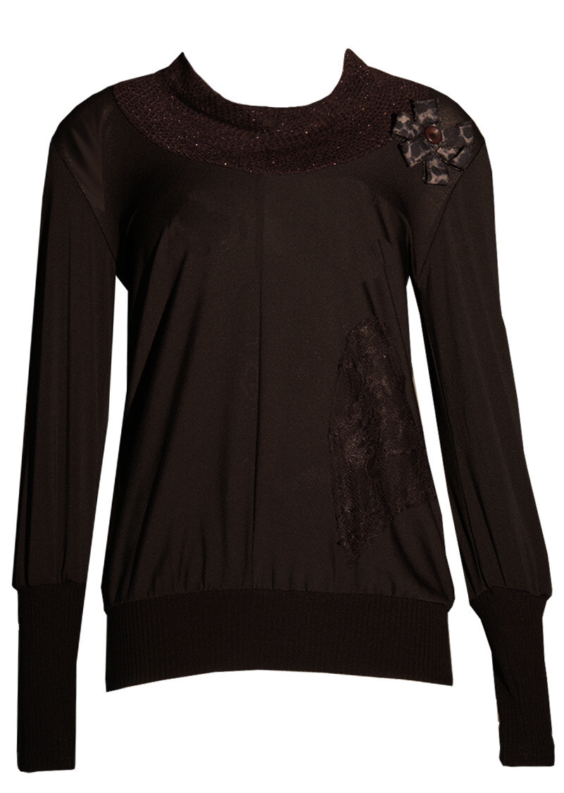 Double Jeu Paris: Dark Chocolate Lace Sweater SOLD OUT