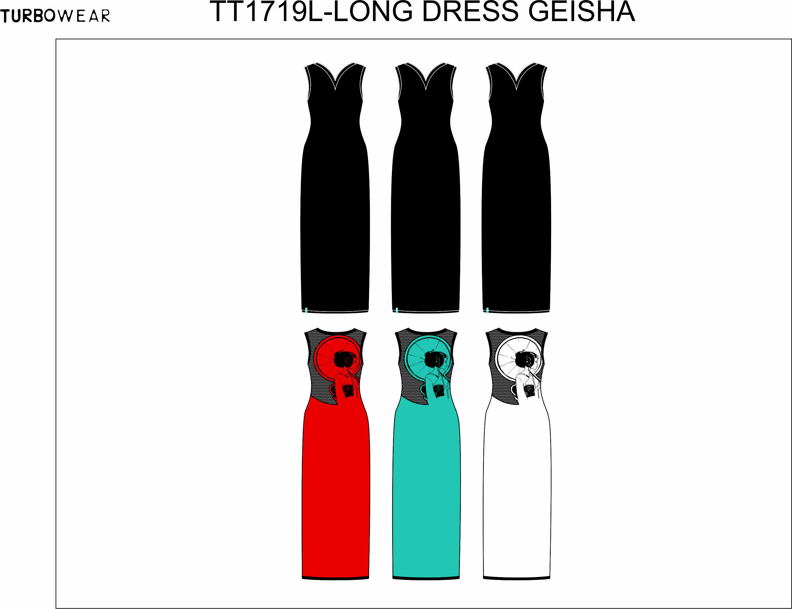 Pygmees Paris: Bring It Back! Color Intrigue Geisha Dress (Only available in: Black Front, Turquoise Back)