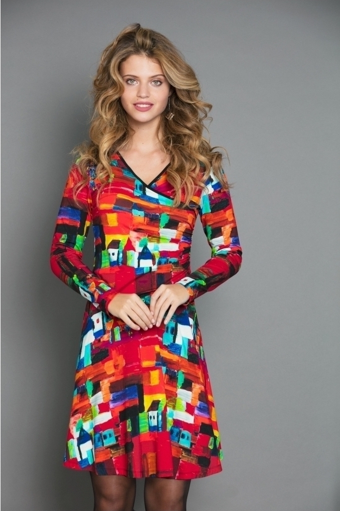 Maloka: French Fairytale Village Abstract Art Crossover Dress SOLD OUT MK_VERTIGE_N1