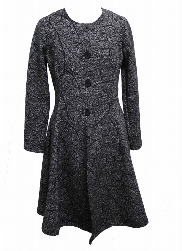 Maloka: Romantic Rainstorm Jacquard Flared Coat