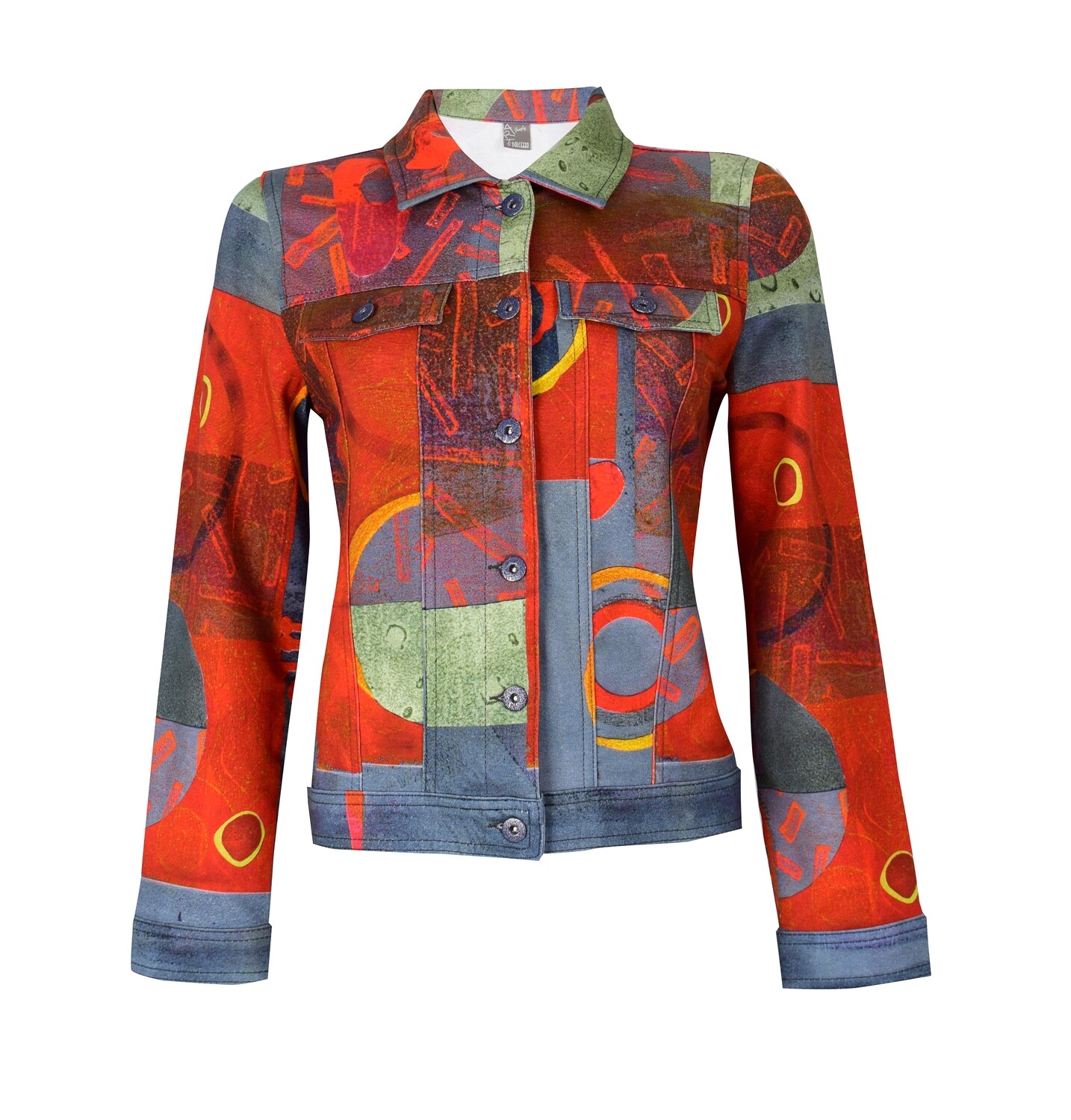 Simply Art Dolcezza: Expression of Color Yellow Dot Abstract Art Denim Jacket