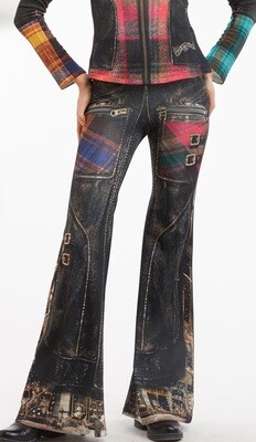 IPNG: Biker Chic Let It Snow Plaid Illusion Wide Leg Pants