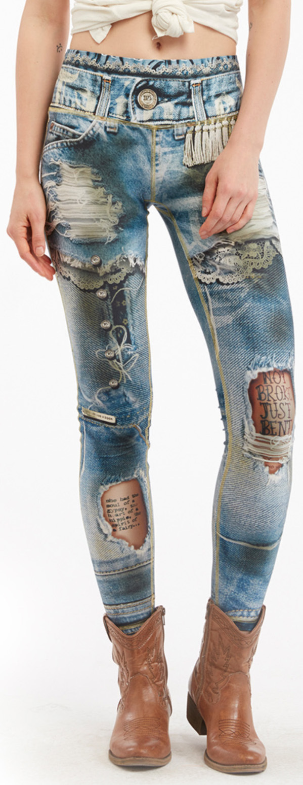 IPNG: Love Letter Ripped Jean Illusion Legging (Some Ship Immed!)