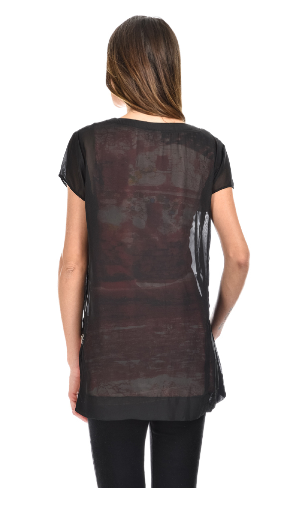 L33 Paris: Double Cut Asymmetrical Coral Tunic (WOW: Unzips To Reveal More Side Coral, 1 Left!)