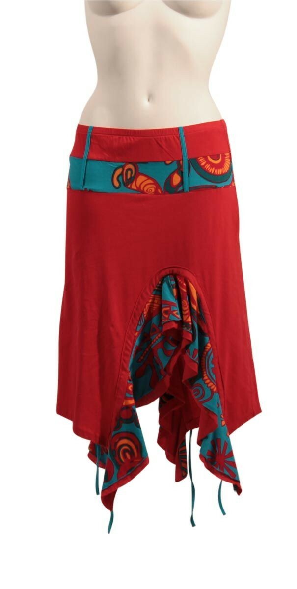 Coline USA: Red Hot Asymmetrical Ruffled Skirt