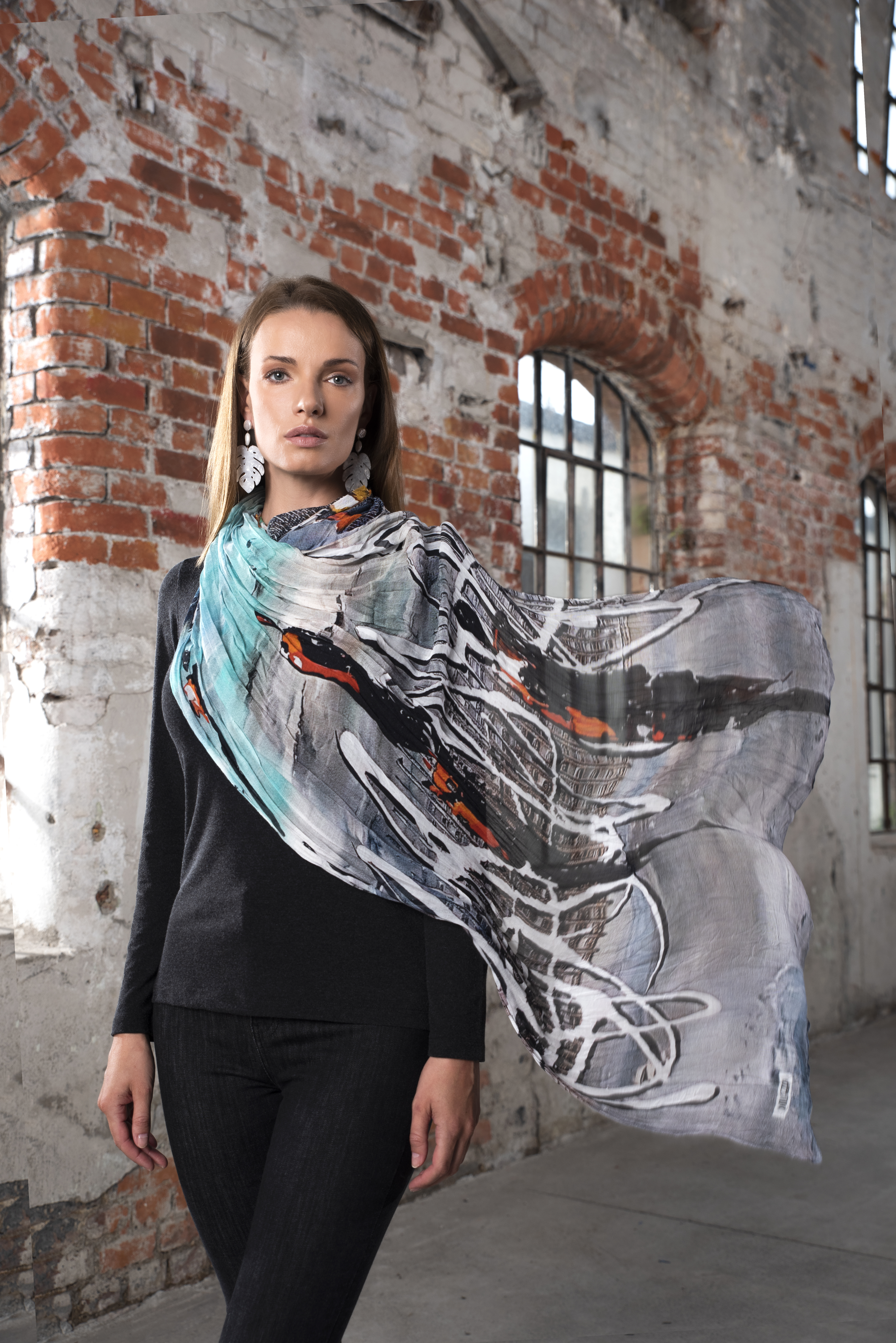 Simply Art Dolcezza: Indeed A Picture Perfect Beach Abstract Art Scarf SOLD OUT Dolcezza_SimplyArt_59907_N