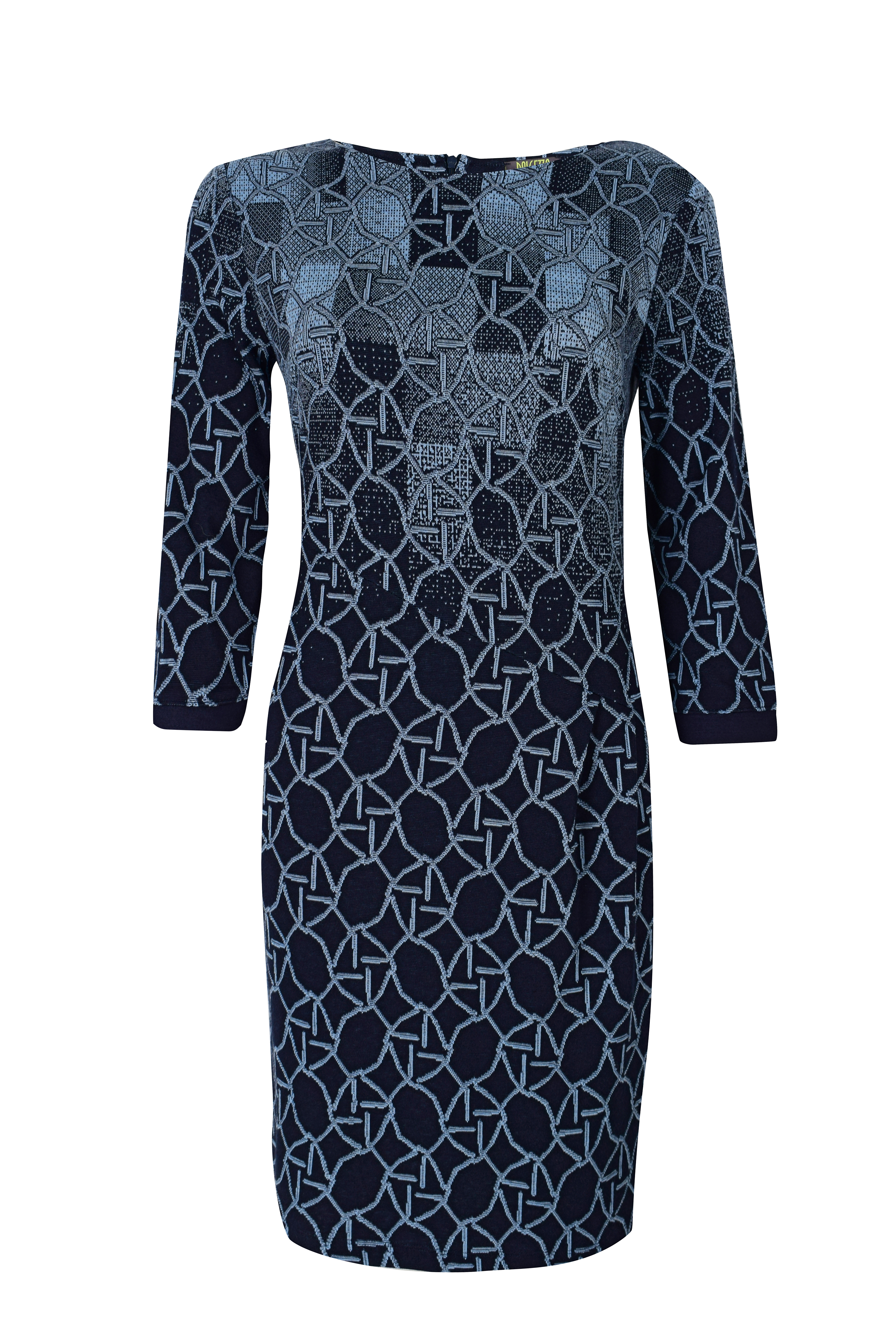 Dolcezza: Shades Of Blue Optic Effect Midi Sweater Dress SOLD OUT Dolcezza_59171