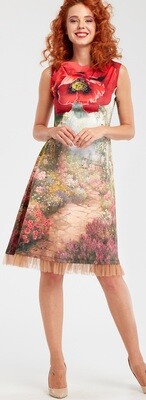 IPNG: Carnation 3D Illusion Neckline In Paradiso Midi Gown IPNG: Carnation 3D Illusion Neckline In Paradiso Midi Gown