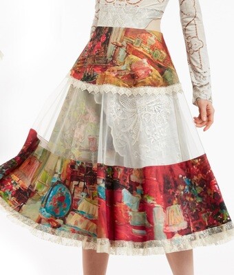 IPNG: Pink Living Room Illusion High Waist Poetic Layers Skirt