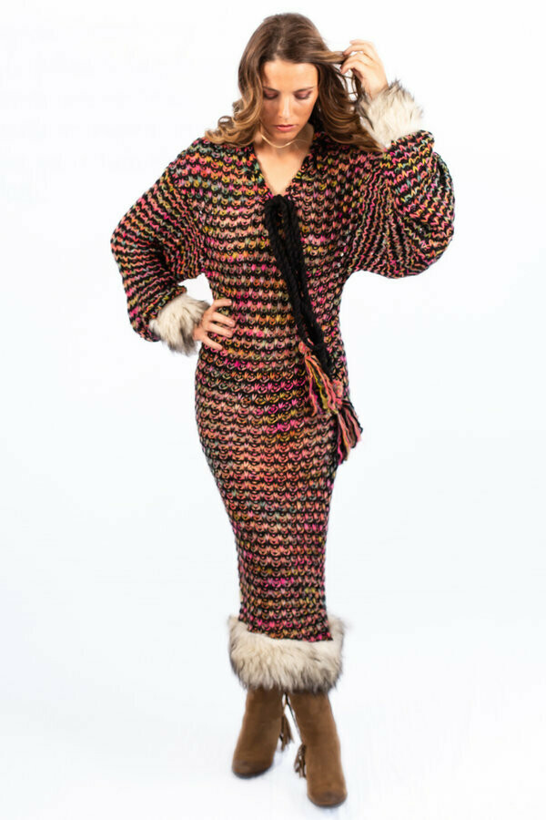 Savage Culture: Pom Pom Faux Fur Sweater Dress