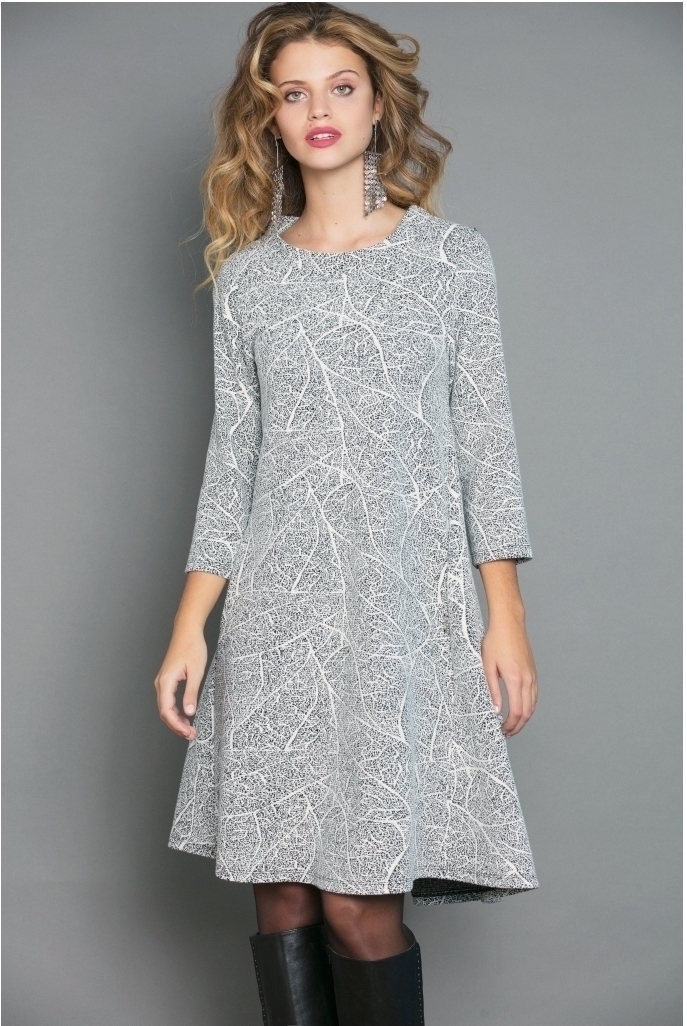 Maloka: Fit & Flow Romantic Lightstorm Jacquard Dress (Few Left in Black/Platinum!) MK_FURLAN_N