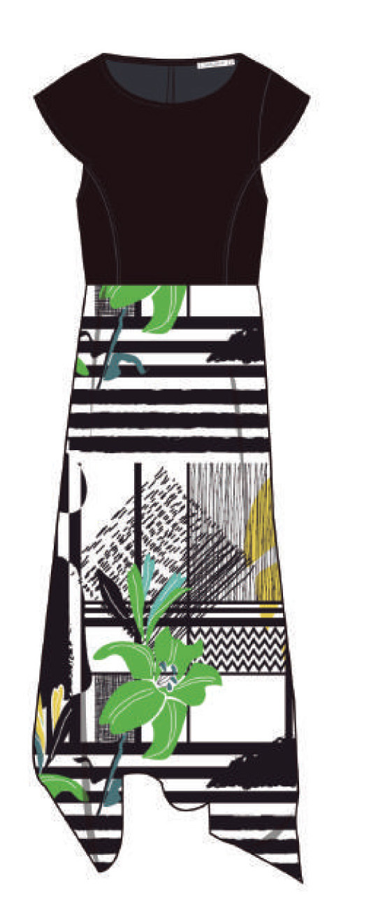 Maloka: Lemon Lime Marble High Waisted Asymmetrical Midi dress