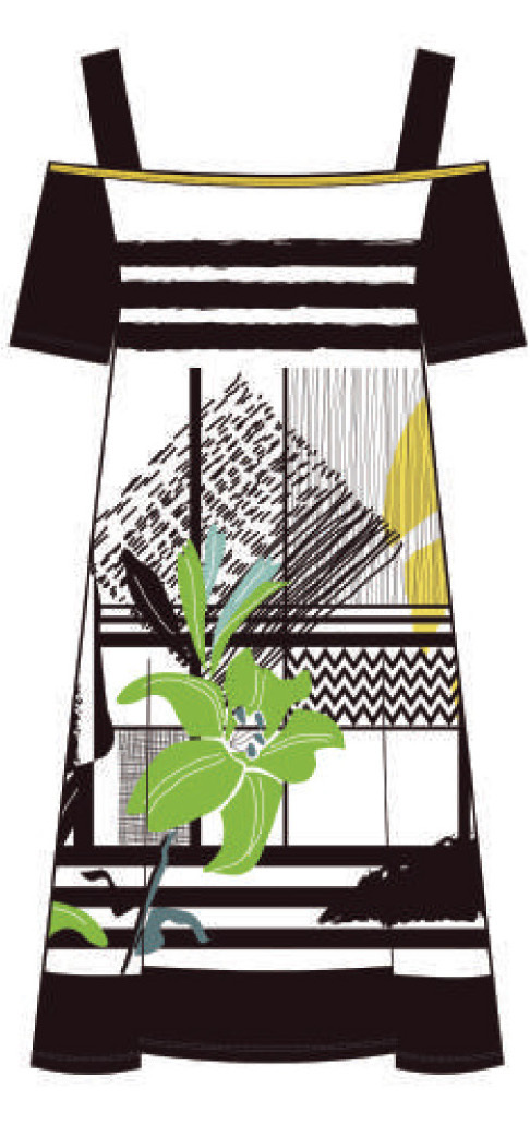 Maloka: Lemon Lime Marble Cold Shoulder Dress/Tunic (2 Left!)