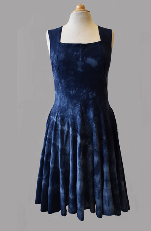 Luna Luz: Square Neck Godet Dyed Tank Dress (Ships Immed in Blue Marble, Aqua Shoreline!)